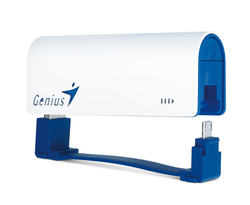 Genius 2600mAh Eco-U265 Compact Size Powerbank with Attachable Micro USB Cable and 4 Led Indicator, Blue